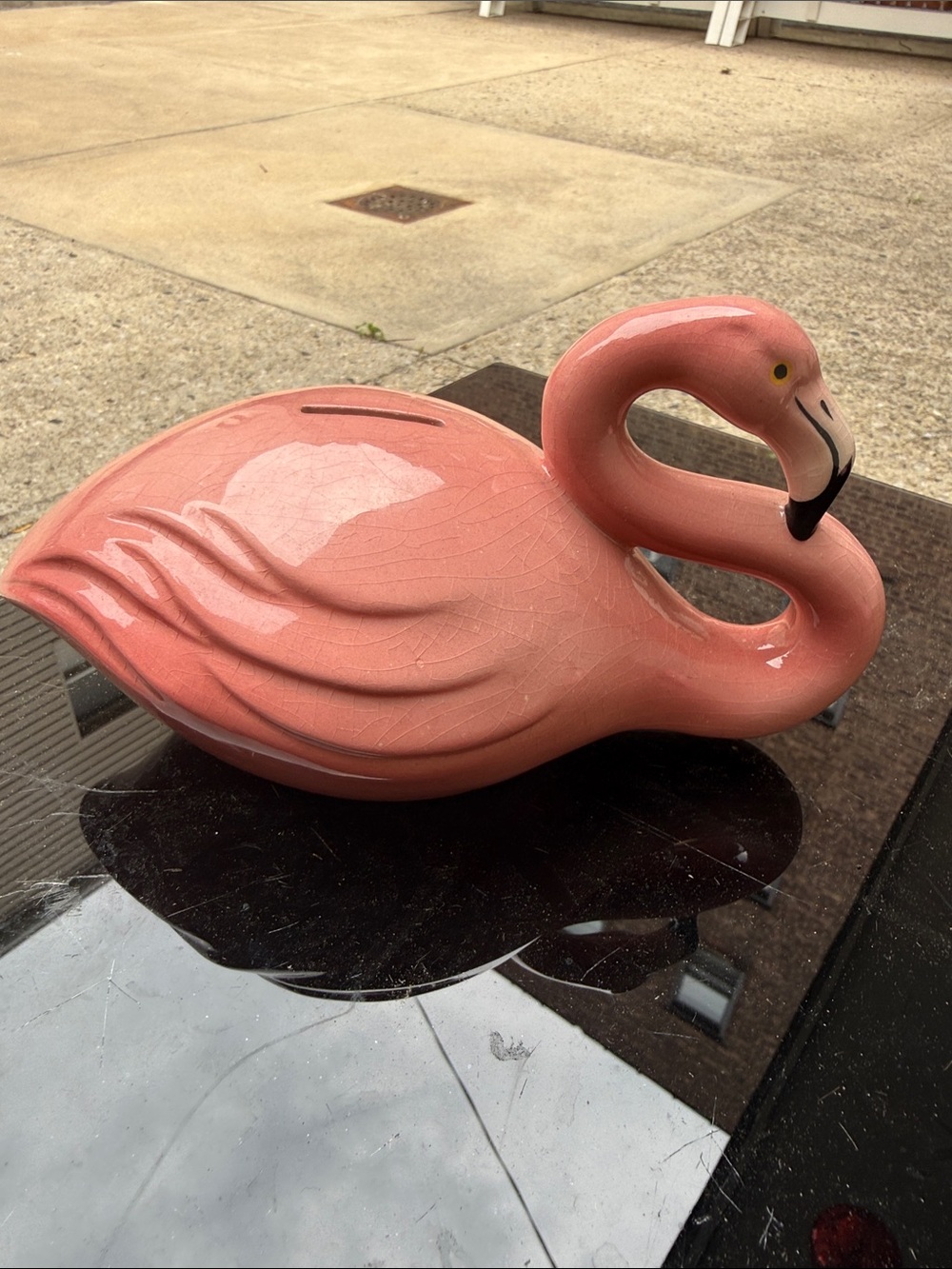 Ceramic Pink Flamingo Money Bank - Decorative Home Accent